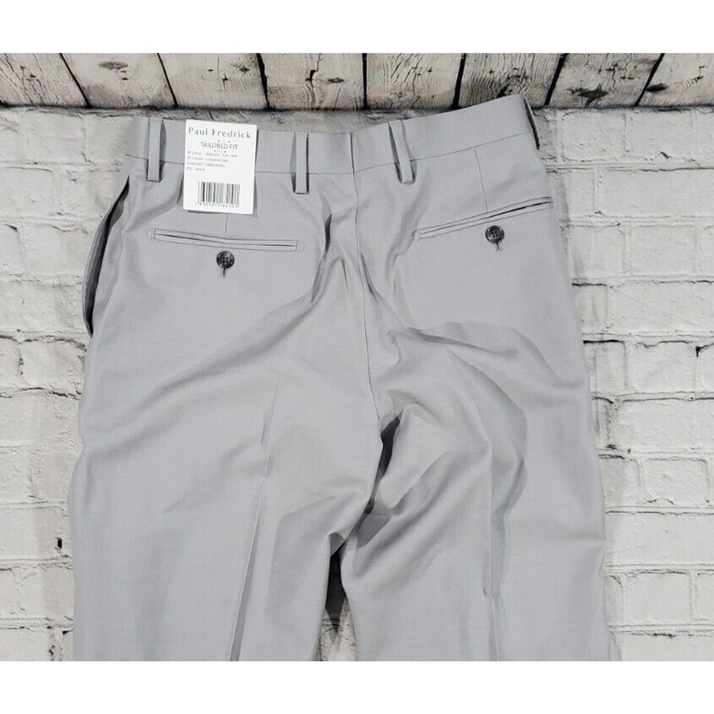Paul Frederick Dres Slacks Pants 100% Wool Gray Tailored Fit MENS SIZE 30 Unhem - Picture 4 of 7